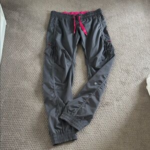 lululemon athletica Gray Track Pants with Pink Accents